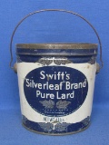 Vintage Tin Pail “Swift's Silverleaf Brand Pure Lard” - 6” tall – No lid