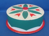 Vintage Tin Metal Cake Saver – Green & Red Tulip Design – 11” in diameter