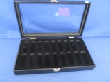 Display Case for 18 Watches or Bracelets – Glass Top – Box is 15” L x 8 1/2” W x 2 1/2” Deep