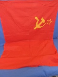 Genuine Russian Made Soviet Flag w/ Orig Tag– Cotton w/ Silkscreened Design 31” W X appx 5 Feet 1 “