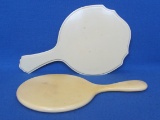 2 Vintage Celluloid Hand Mirrors “Ivory Pyralin” - 10 1/4” to 10 3/4” long – Good vintage condition