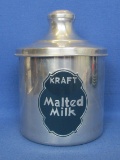 Aluminum Canister “Kraft Malted Milk” - Vintage -  1950s? 8” tall – 6” in diameter