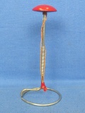 Vintage Metal Hat Stand with Red Wood Top – 9 1/4” tall – Very good vintage condition