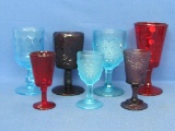 Lot of Colorful Glass Goblets – 1 Hard to Find Westmoreland Paneled Grape in Amethyst