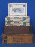 4 Wood Cigar Boxes: Cute, Rex & Dexter – Largest is 11” x 5” - Condition as shown