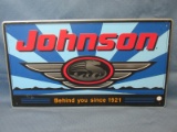 Johnson Outboard Motor Sign – Embossed Metal – 25” x 13 3/4” - Some minor wear/scratching – As shown