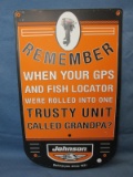 Johnson Outboard Motor Sign – Embossed Metal – 25” x 14 7/8” - Some minor wear/scratching – As shown