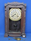 Vintage New Haven Clock for Parts or Repair – Has Key & Pendulum – Glass Broken out in front