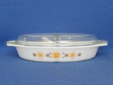 Pyrex Cinderella Divided Serving Dish with Lid – Town & Country Pattern – 1 ½ quart