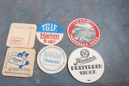 6 Vintage Hamm's Beer Advertising Coasters NEW/OLD Stock Unused