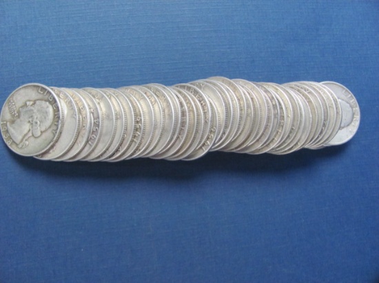 $Ten Dollar Roll of Silver Quarters All 1950's - Sorted But Not Searched - Weights 247.2 Grams