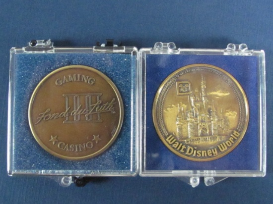 Walt Disney World & 1986 Fond-Du-Luth Gaming Casino Grand Opening Coins - 1 1/2" Dia