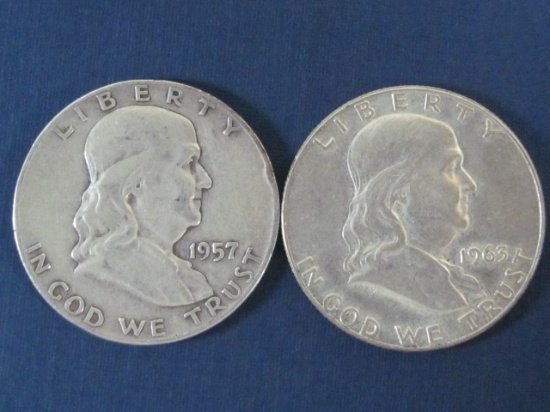 1957-D & 1963-D Franklin Half Dollars - 24.8 Grams