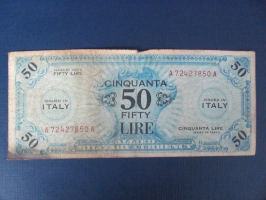 Allied Military Currency - 50 Lire - Issued In Italy - Serial # A72427850A