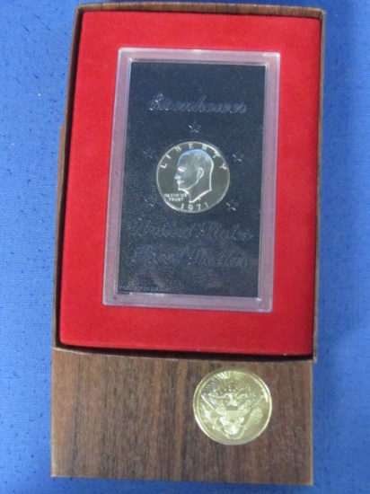1971-S Silver Proof Brown "Ike" Eisenhower Dollar $1 US Mint Box Coin