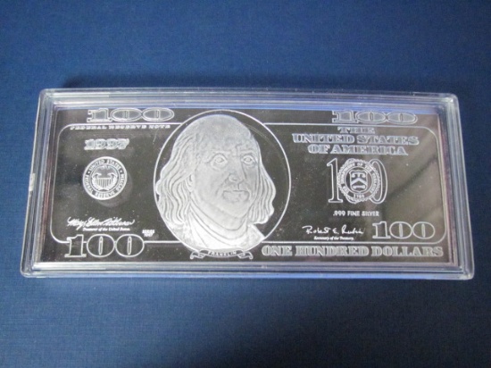 1997 The Washington Mint $100 Franklin Quarter Pound Silver Proof 4 Troy Oz