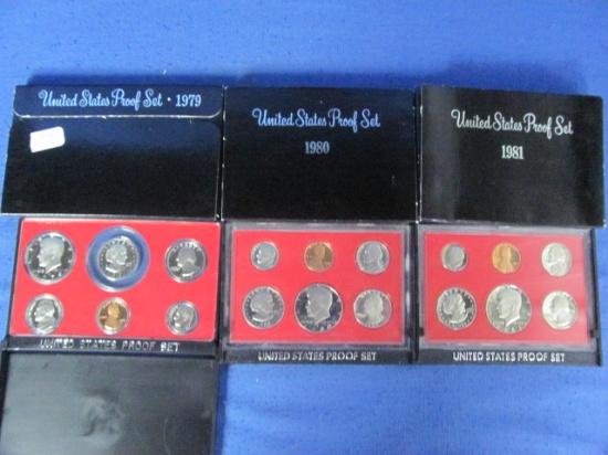 1979, 1980 & 1981 US Mint Proof Sets