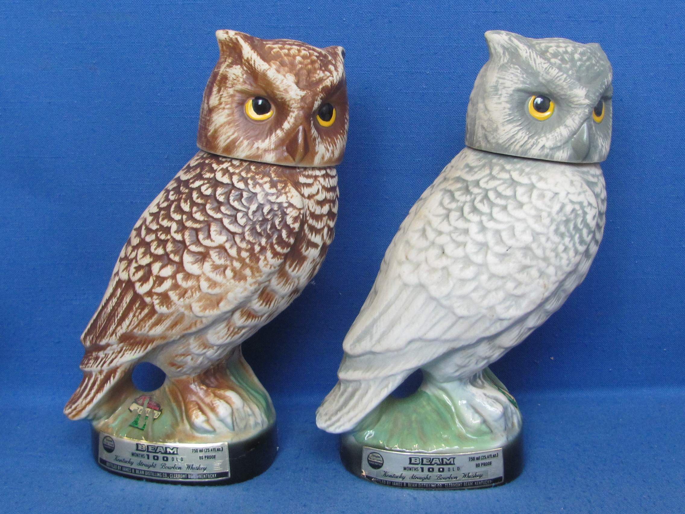 2 Empty Jim Beam Whiskey Decanters – Owls from | Proxibid