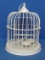 Cream Colored Enameled Metal Bird Cage – 10” tall – 8 1/4” in diameter