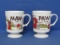 Pair of Footed Coffee Cups -  Maw & Paw Hillbillies – 4” tall – Dated 1974 on base
