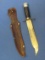 Fixed Blade Knife in Leather Sheath - “Good Luck” & “Puresteel 45” - Handmade?