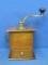 Vintage Wood Coffee Grinder w Cast Iron Top & Handle on Side – Body is 7” square