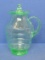 Cambridge Green Depression Glass Pitcher with Lid – Block Optic Pattern – 10 1/2” tall