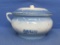 Antique Camber Pot with Lid (Handle Broken) Bow Design – Blue & White – 9 1/4” in diameter