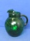 Forest Green Ball Pitcher – Anchor Hocking – 9” Tall x 4 1/2” Base & Ribbed Handle