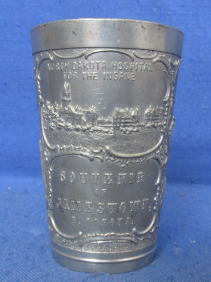 Antique North Dakota Souvenir Cup - “Souvenir of Jamestown, N. Dakota – Stutsman Co. Courthouse, Spi