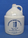 2000 Red Wing Stoneware Jug Bank – American Bank Lake City, MN – 77/250 – 5 1/2” tall