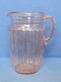 Pink Depression Glass Pitcher by Anchor Hocking – Pillar Optic Pattern? 8 1/4” tall