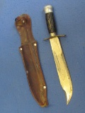 Fixed Blade Knife in Leather Sheath - “Good Luck” & “Puresteel 45” - Handmade?