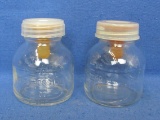 Pair of Small Glass Baby Bottles with Nipples – 3 Ounce Size – 3 1/8” tall