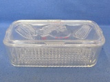 Federal Glass Refrigerator Dish w Vegetable Motif – Remains of Lake City, MN Advertising
