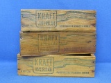 3 Kraft American Wood Cheese Boxes – All are varnished – About 9” x 3”