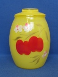Vintage Glass Cookie Jar by Bartlett Collins – Yellow with Red Fruit – 9 1/2” tall