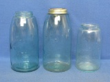 3 Aqua Mason Jars with Patent Date of 1858 – All Different – Ball – Atlas – Mason's