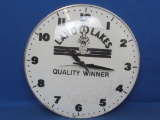 Metal & Glass Wall Clock – Land O' Lakes Quality Winner – 12 /2” in diameter – Runs