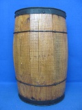 Vintage Wood Barrel/Nail Keg – Metal Bands – 17” tall – 10” in diameter at top