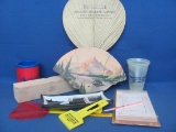 Lake City, MN Advertising: Newer & Vintage – 2 Paper Fans – Fly Swatter – Coolie Cup & more