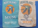2 Northland Seed Bags – Heavy Canvas with Duck Emblem – About 29” x 15 1/2” - 1 has original tag