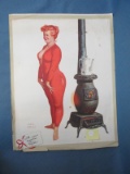 Vintage Pinup Print – by Duane Bryers - “With warm regards, Hilda” - 16” x 20 1/2” - As shown – Some