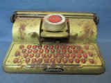 Vintage Berwin Gold Typewriter Tin Toy – Western Stamping Corp. - Made in USA – 11 1/4”W x 7 1/4” x