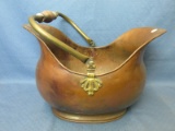 Vintage Copper Container – Brass & wood Handle – Vintage condition – 11 3/8”T(w/o handle) x 17” x ~1