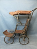 Vintage Doll Stroller – Metal Frame w/ Heavy Canvas – 11”W x 24”T x ~22 1/2”L – Vintage condition –