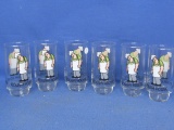 6 Matching 1975 Coca Cola Cartoon Glasses All are “Rough House” from Popeye