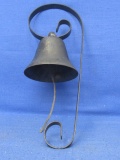 Metal Bell on a 12” Long Wrought Iron Bracket – Great by Door, “Ring For Service”, or For  Cabin (ca