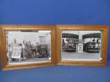 2 Vintage  Black & White Gas Station Photographs , Framed appx 13” T x 16” W – WWII Era Getty Images