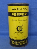 Watkins Pepper Tin 6 3/4” T x 3 3/4” DIA